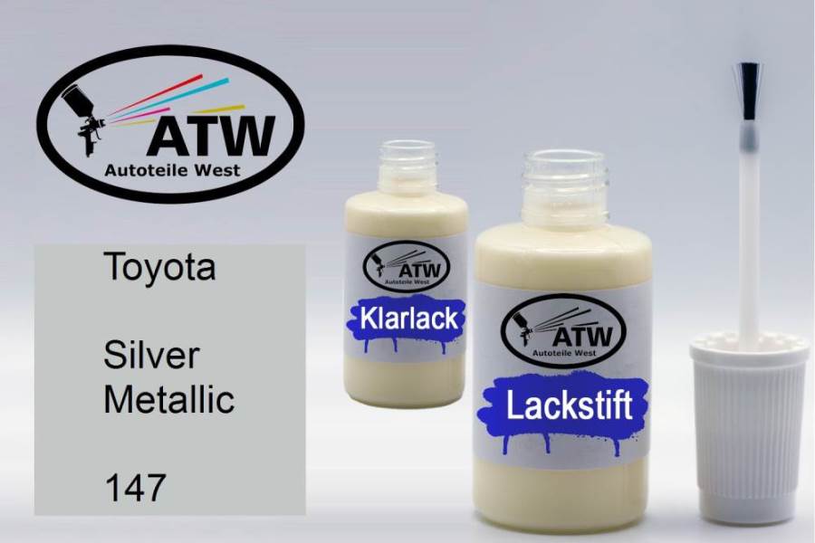 Toyota, Silver Metallic, 147: 20ml Lackstift + 20ml Klarlack - Set, von ATW Autoteile West.